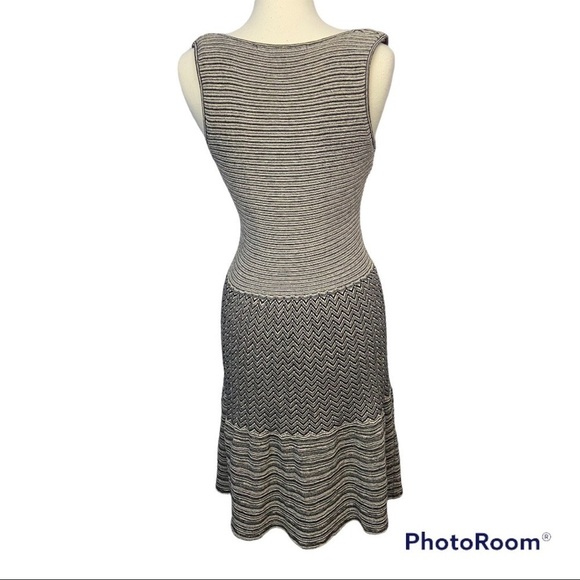 Anthropologie Knitted & Knotted Knit Dress Silver Stripe Fit Flare Lined - Picture 8 of 8